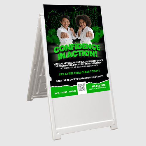 Confidence in Action Martial Arts A-Frame Sign