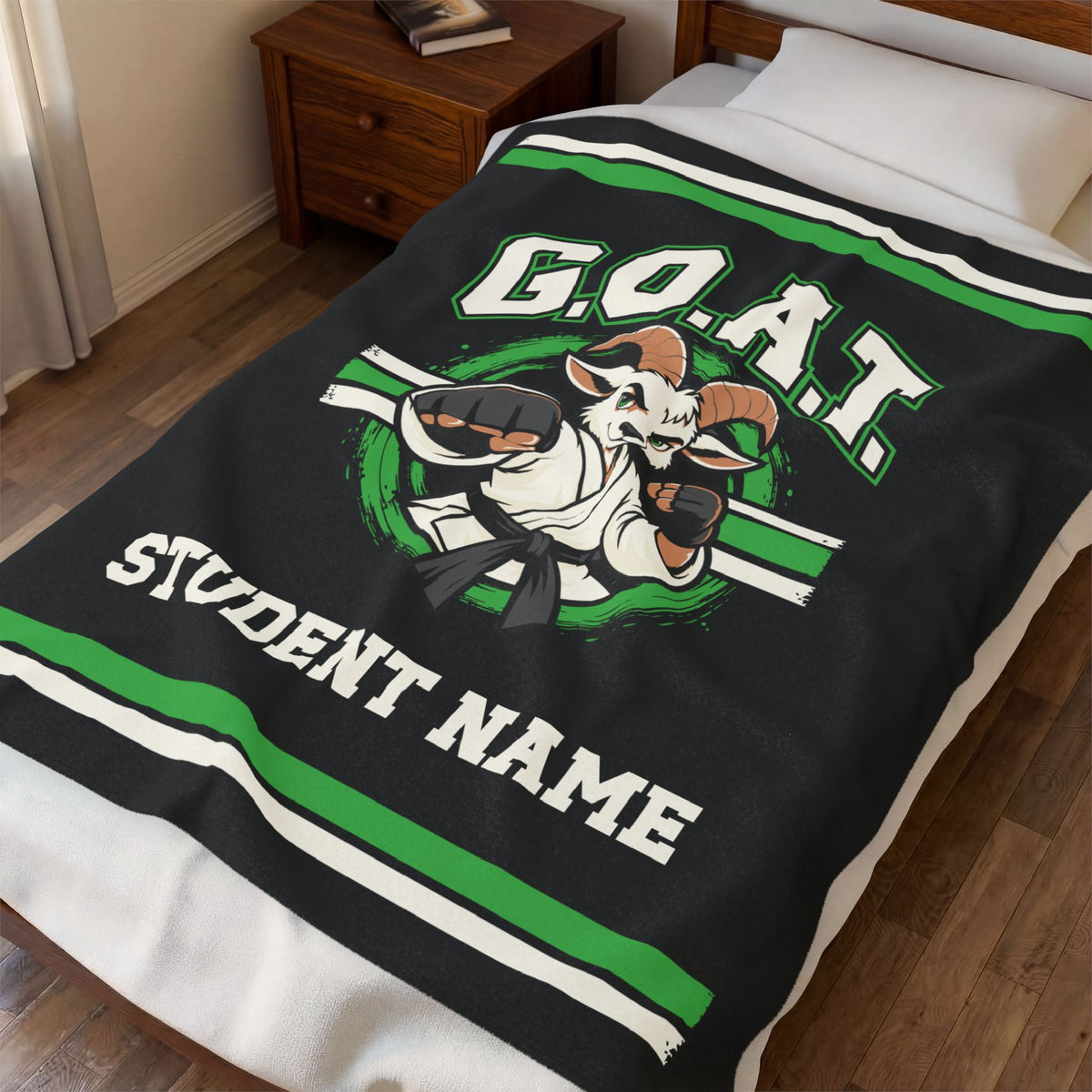GOAT Green Plush Blanket