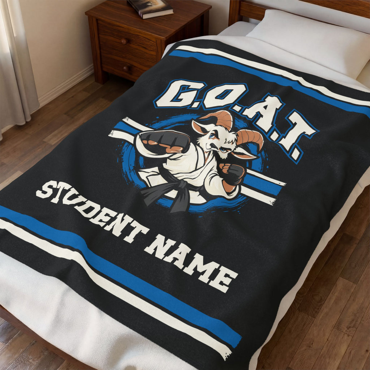 GOAT Blue Plush Blanket