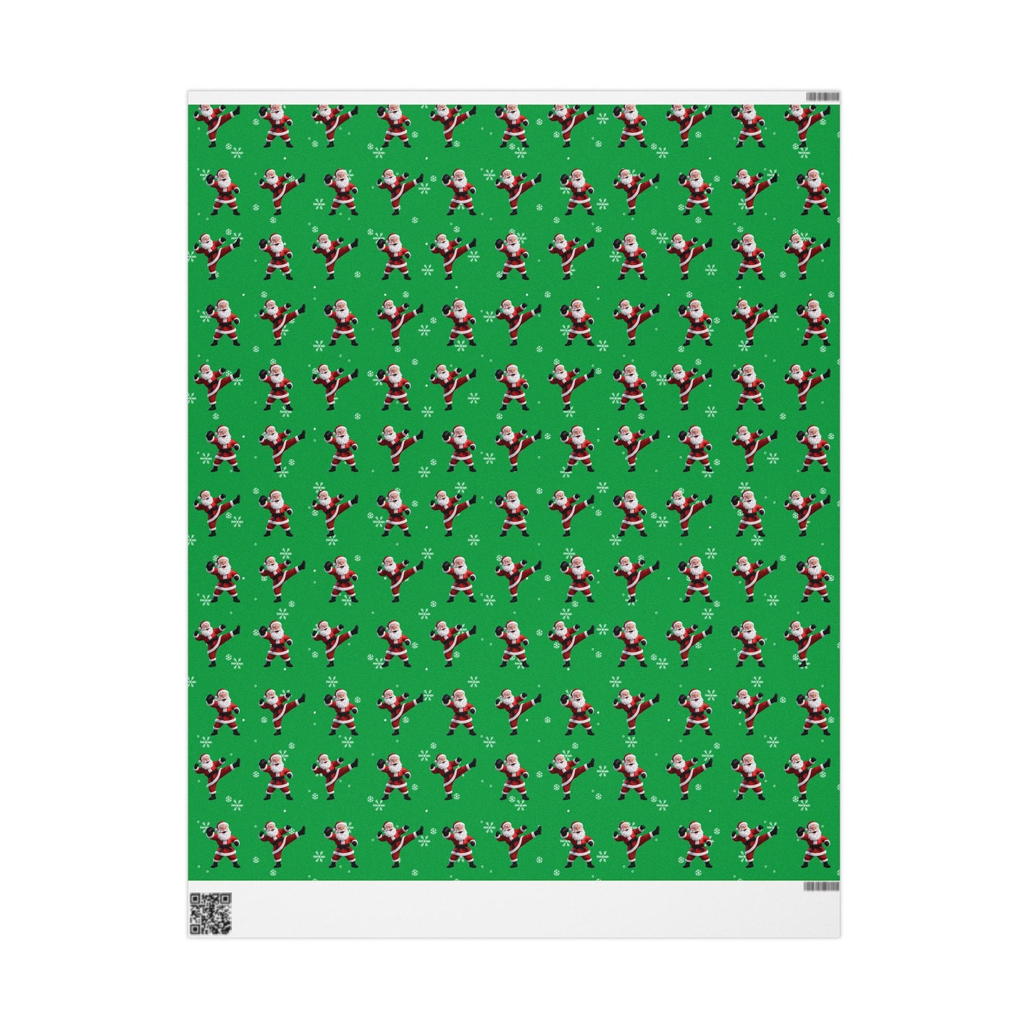 Kickin' Santa Green Wrapping Paper
