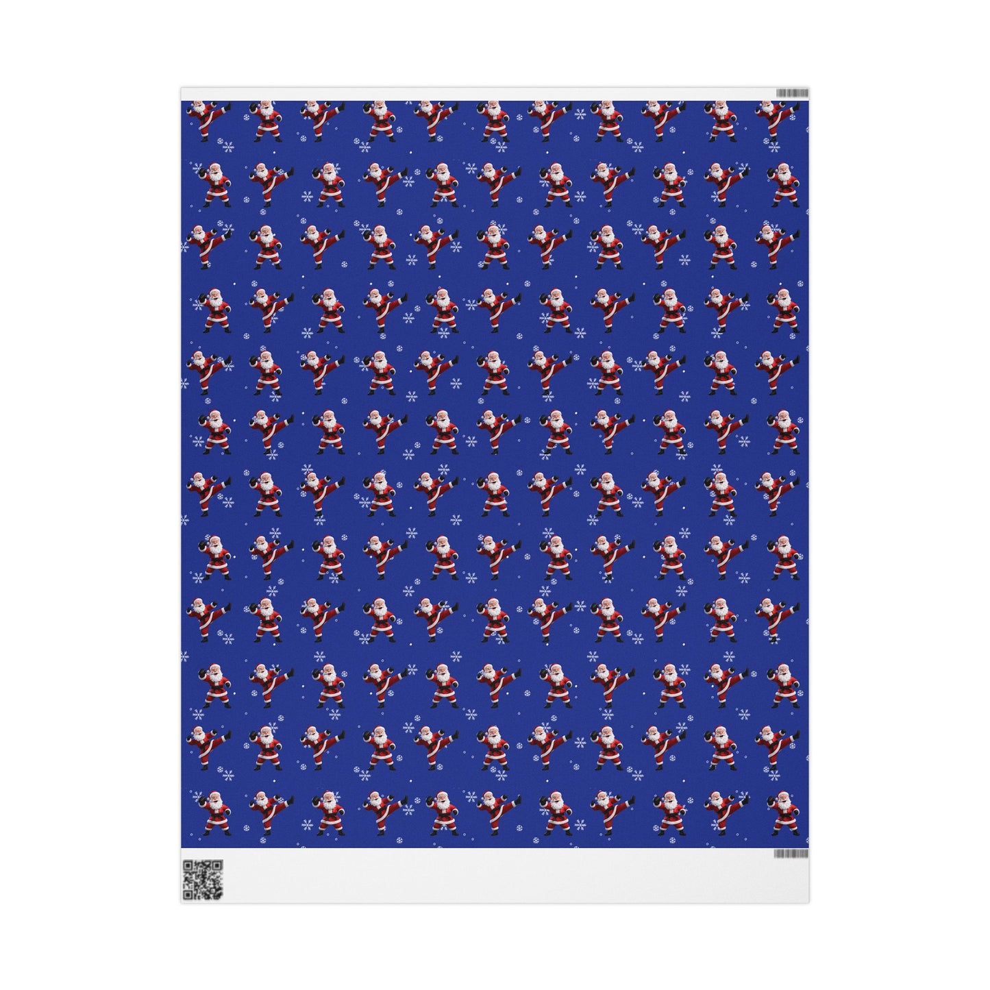 Kickin' Santa Royal Blue Wrapping Paper
