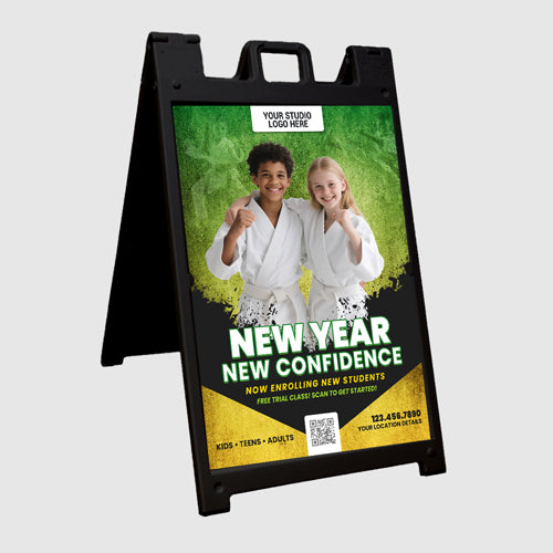 New Year, New Confidence Green Martial Arts A-Frame Sign