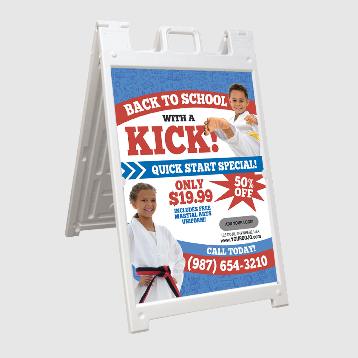 Back to School with a Kick A-Frame Sign