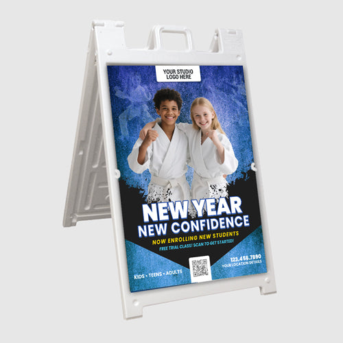 New Year, New Confidence Blue Martial Arts A-Frame Sign