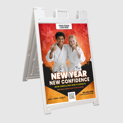 New Year, New Confidence Red Martial Arts A-Frame Sign