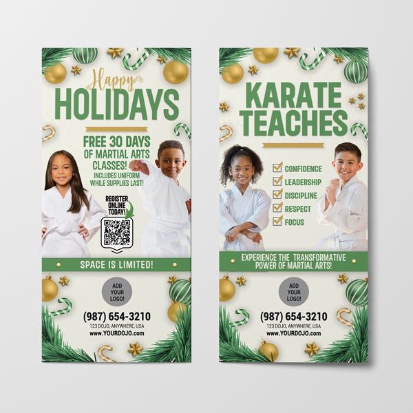 Happy Holidays Martial Arts for Kids Rack Card