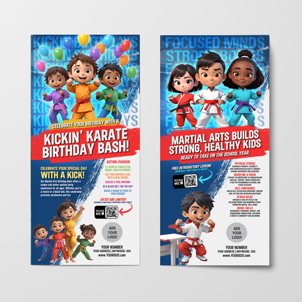 Martial Arts Builds Strong, Healthy Kids | Birthday Rack Card