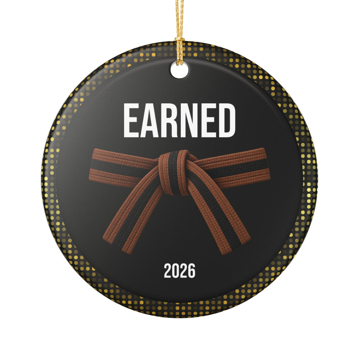 Onyx Personalized Rank Keepsake: Brown with Black Stripe Belt