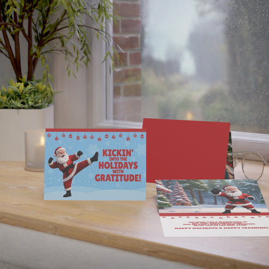 Kickin' Gratitude Santa Holiday Cards (10/30/50 pcs)