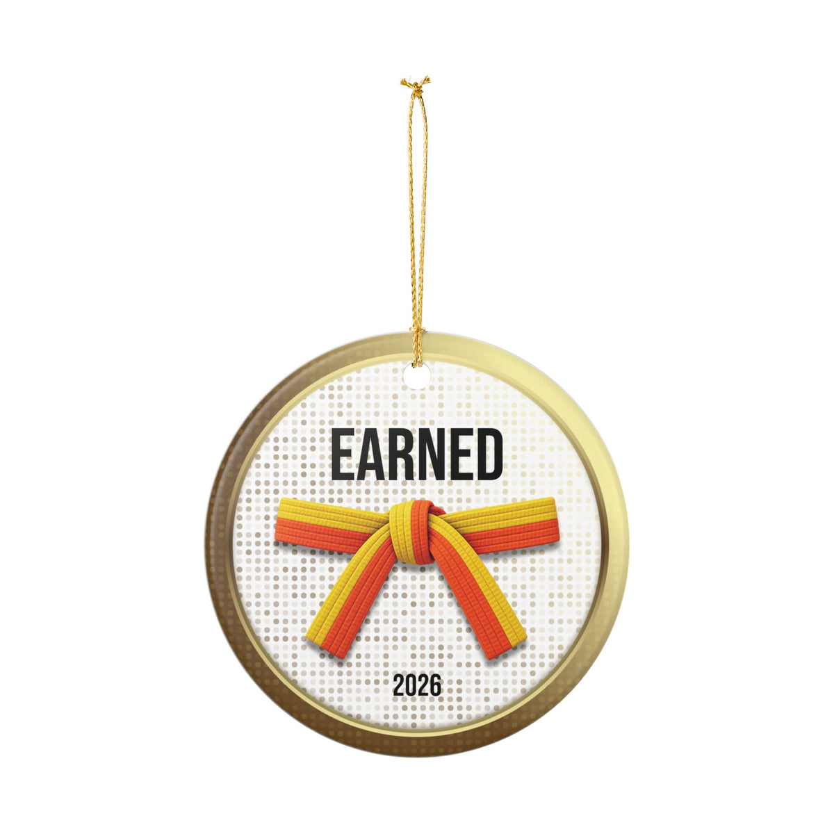 Pearl Personalized Rank Keepsake: Half Yellow Half Orange Belt