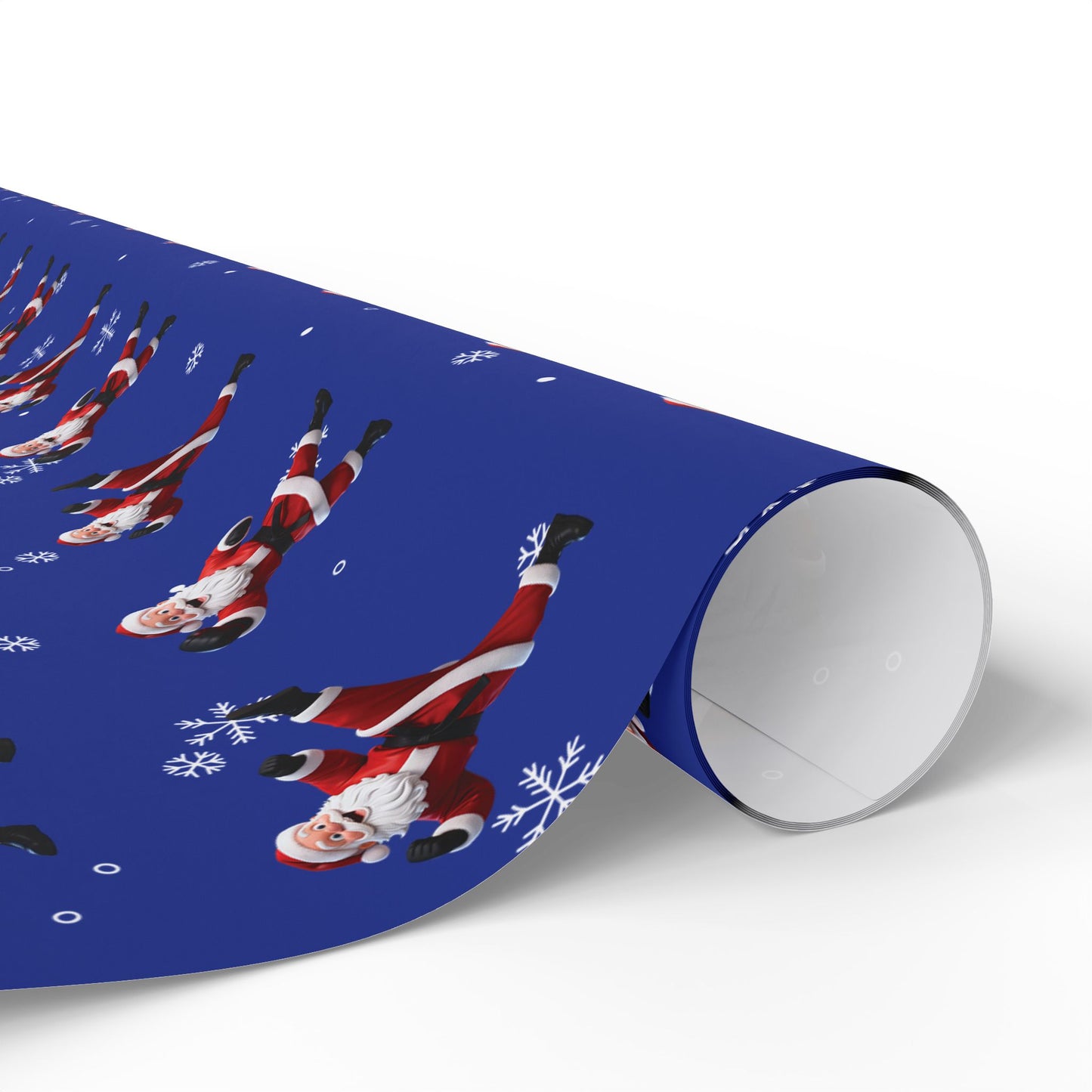 Kickin' Santa Royal Blue Wrapping Paper