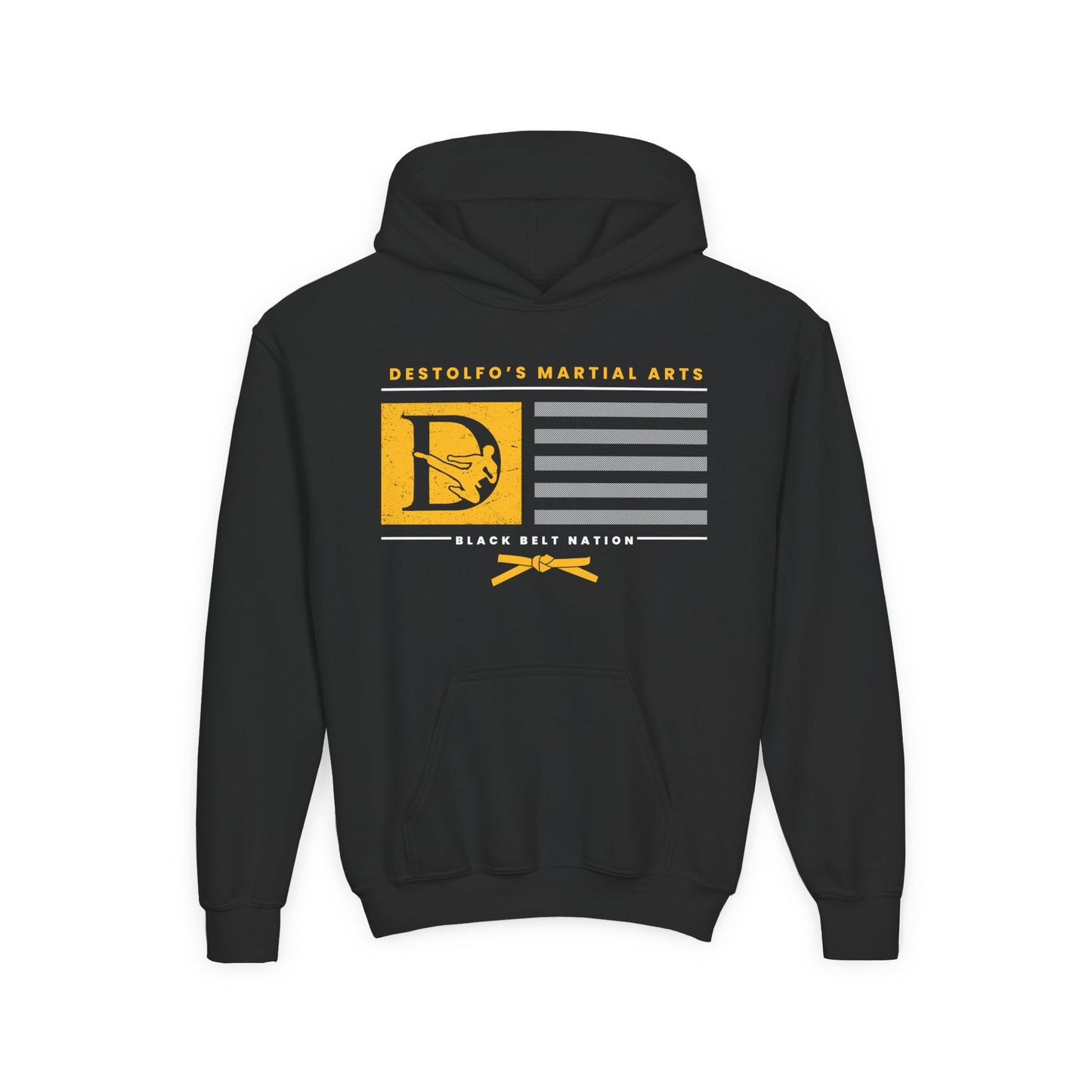 DeStolfo's Youth Black Belt Nation Gold Hoodie
