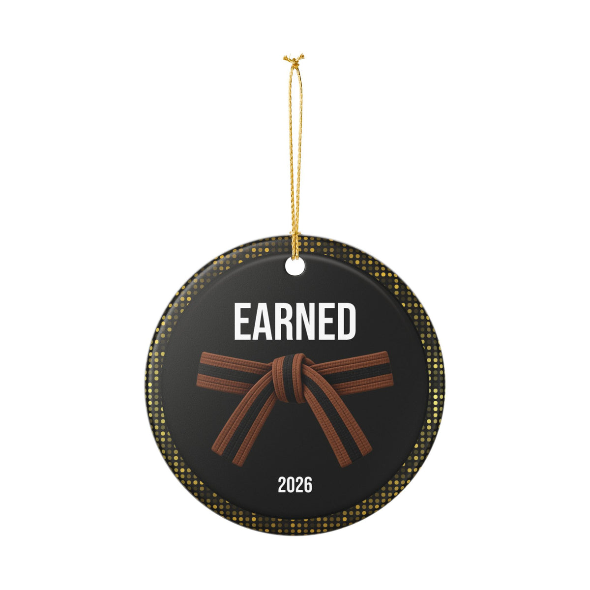 Onyx Personalized Rank Keepsake: Brown with Black Stripe Belt