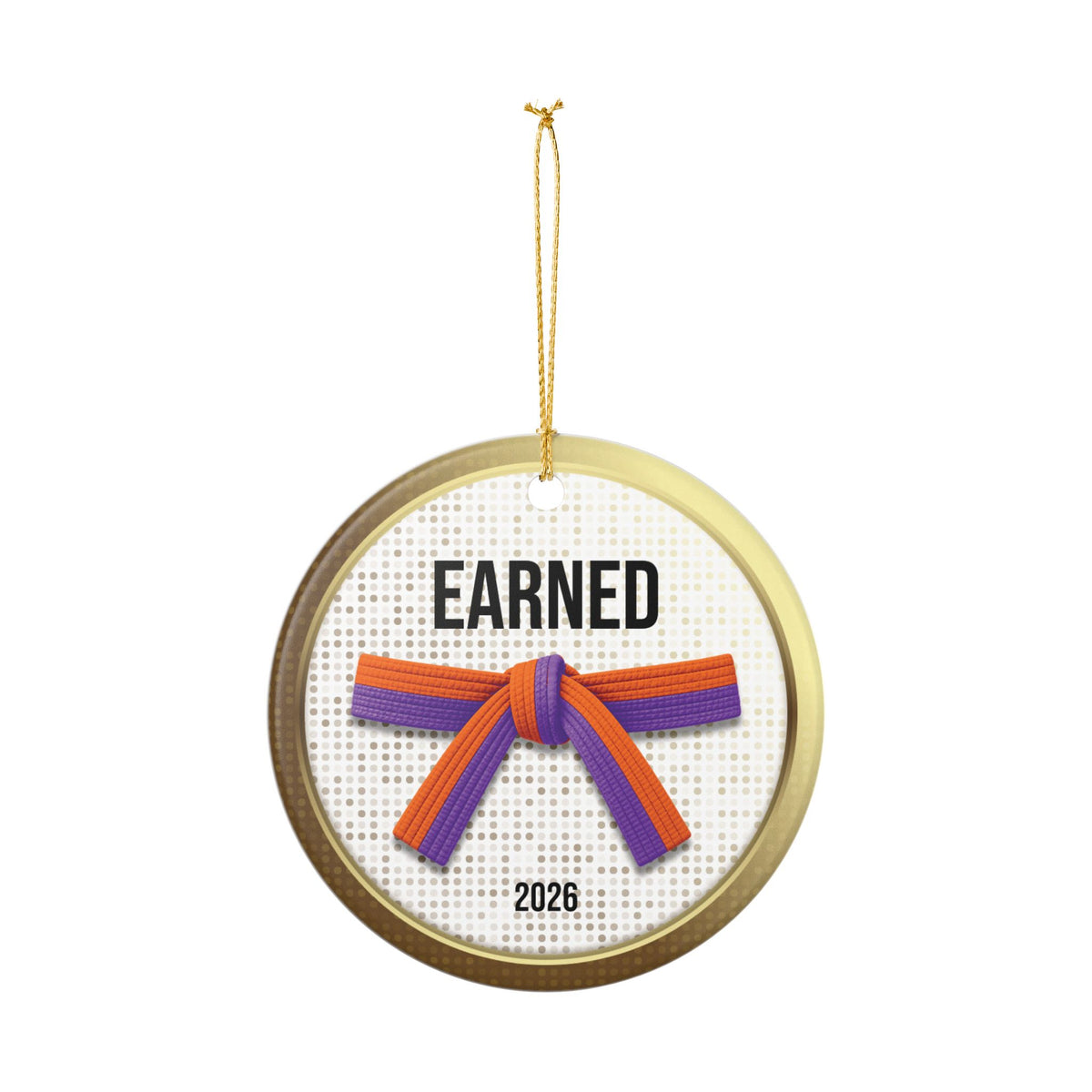 Pearl Personalized Rank Keepsake: Half Orange Half Purple Belt