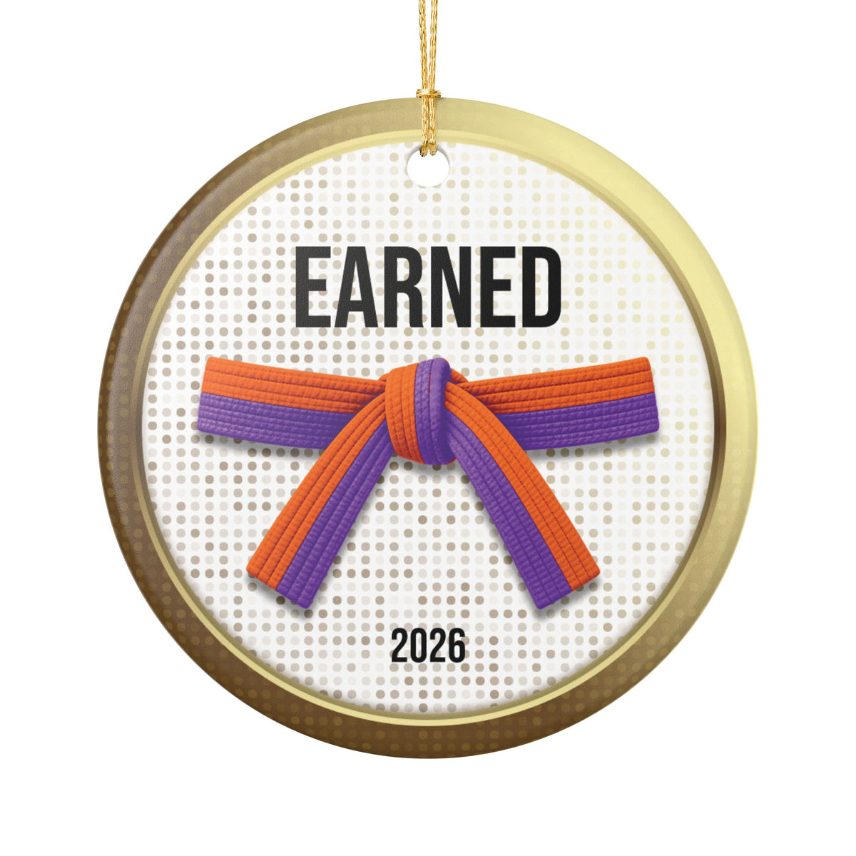 Pearl Personalized Rank Keepsake: Half Orange Half Purple Belt