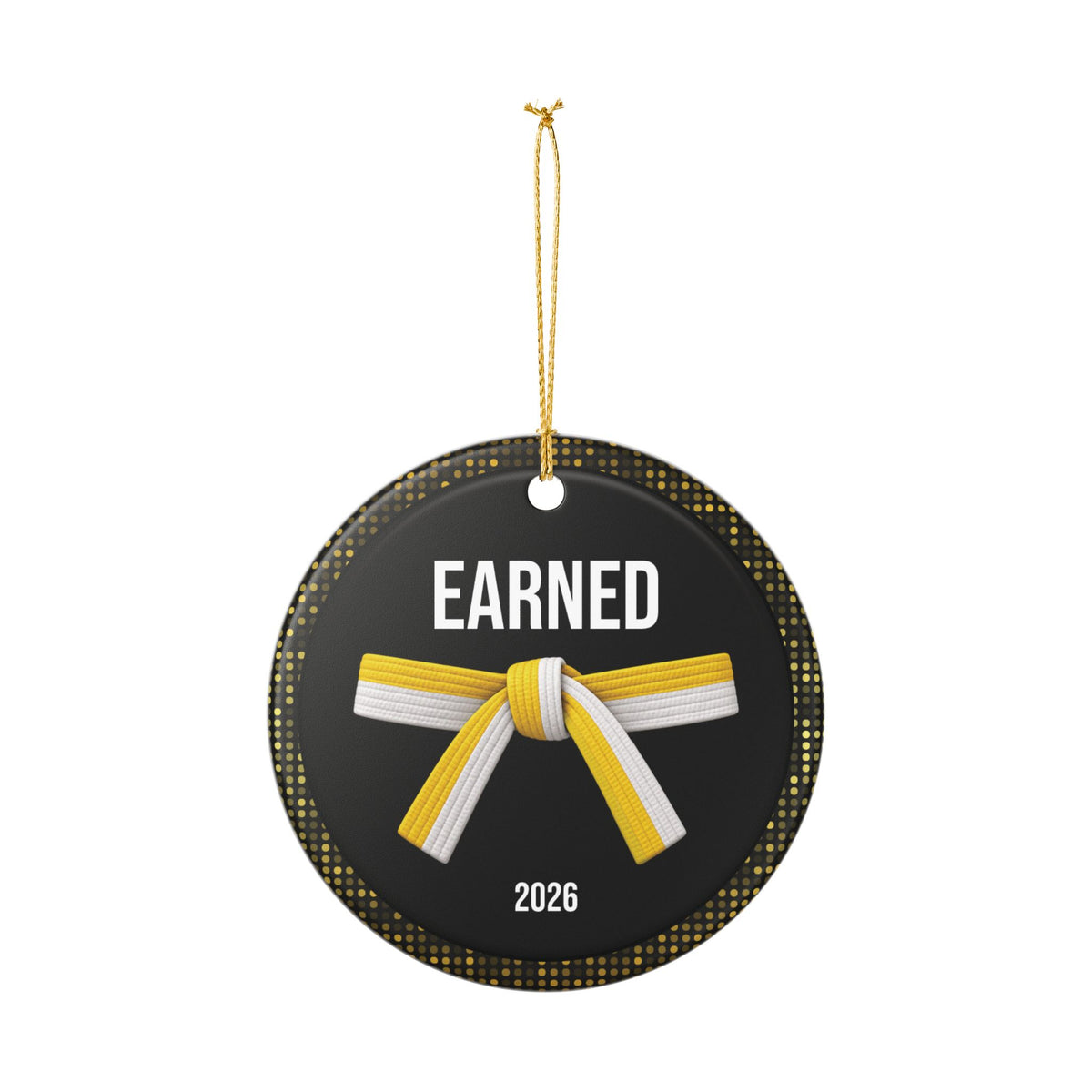 Onyx Personalized Rank Keepsake: Half White Half Yellow Belt