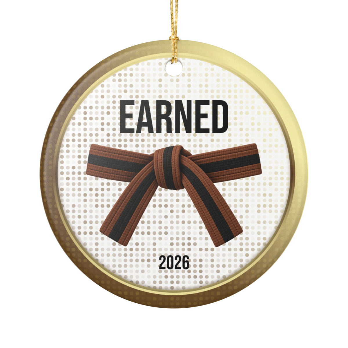 Pearl Personalized Rank Keepsake: Brown with Black Stripe Belt