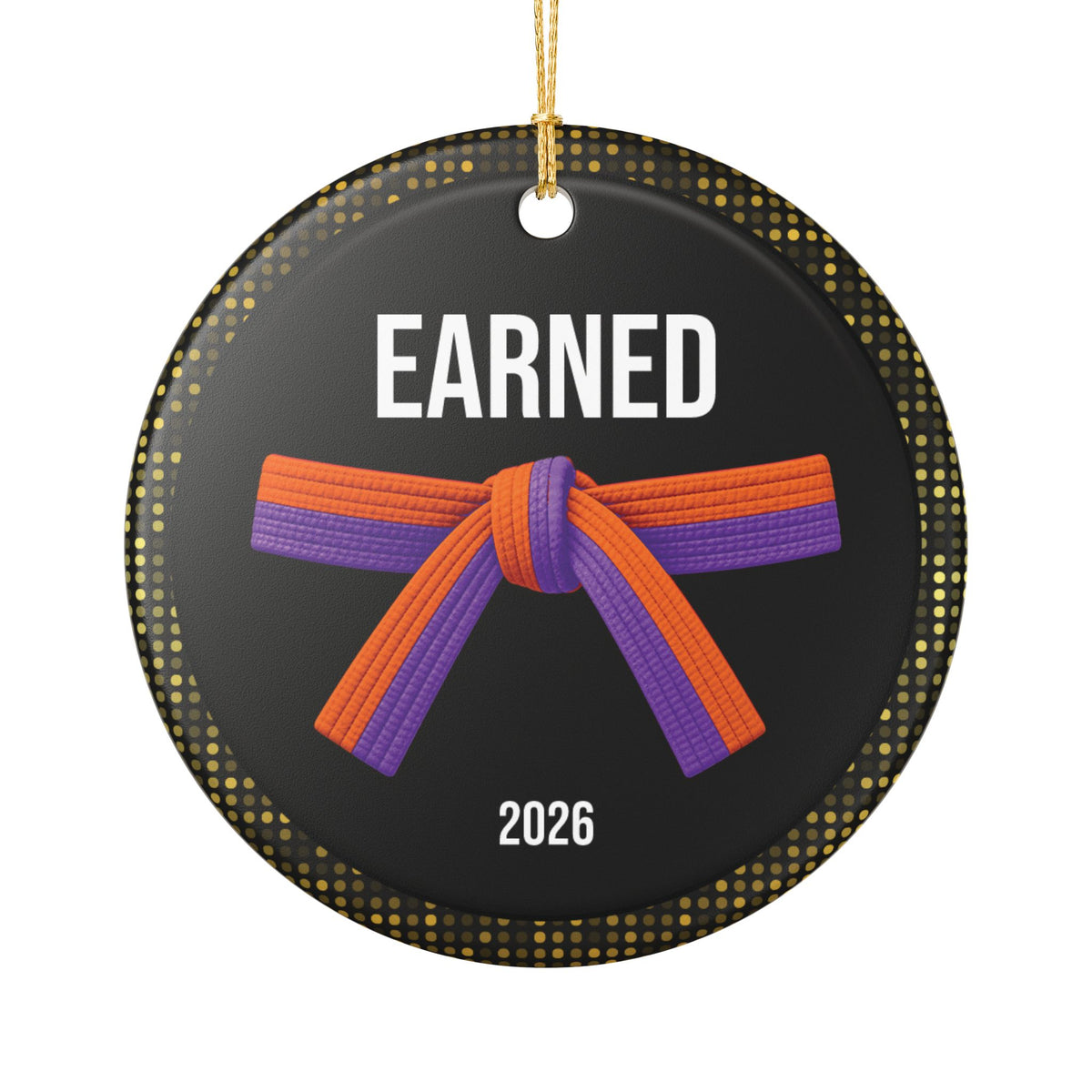 Onyx Personalized Rank Keepsake: Half Orange Half Purple Belt