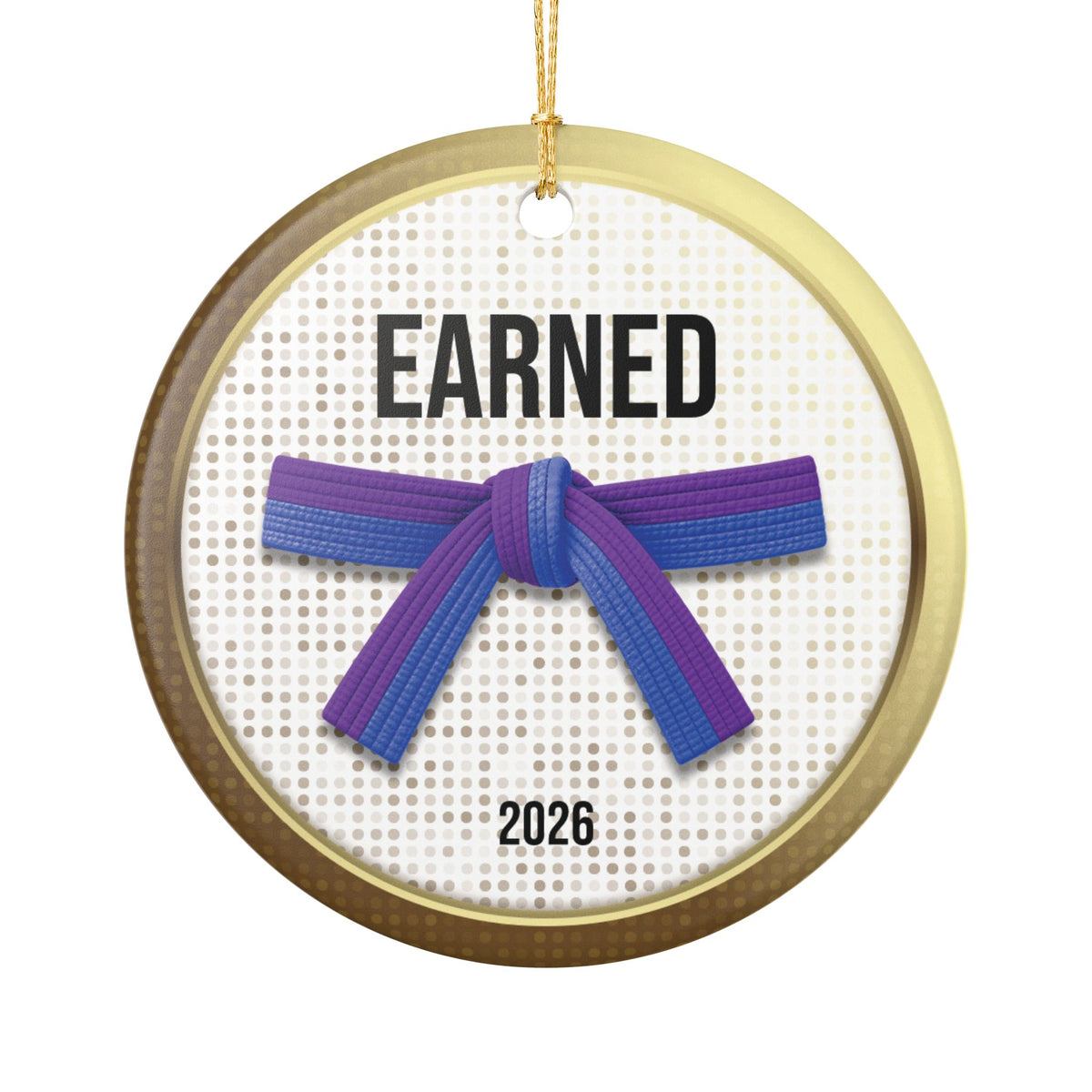 Pearl Personalized Rank Keepsake: Half Purple Half Blue Belt