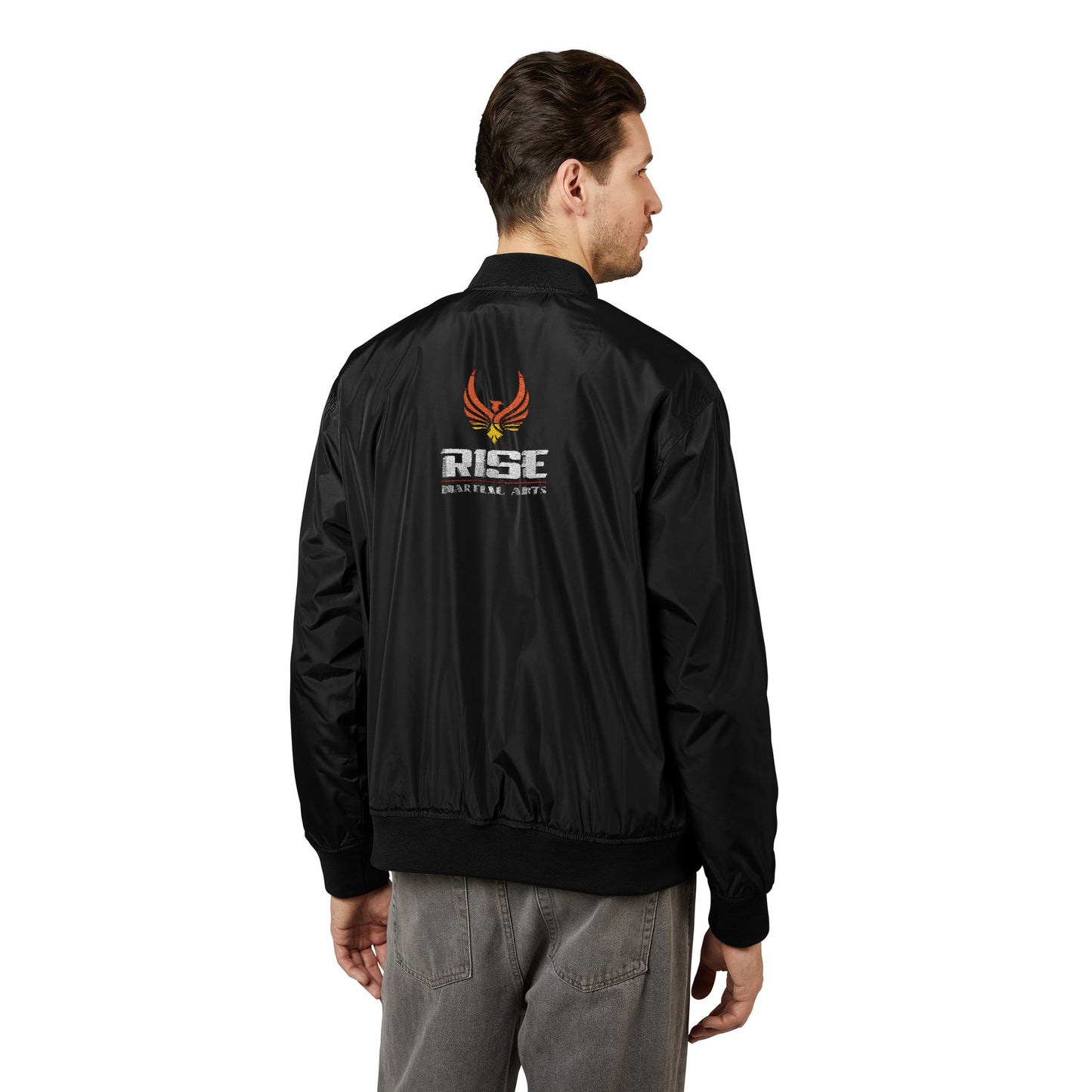 Recycled Bomber Jacket with Embroidered 'RISE' Design - Eco-Friendly Apparel for Athletes, Perfect for Gifting, Street Style, Casual [...]