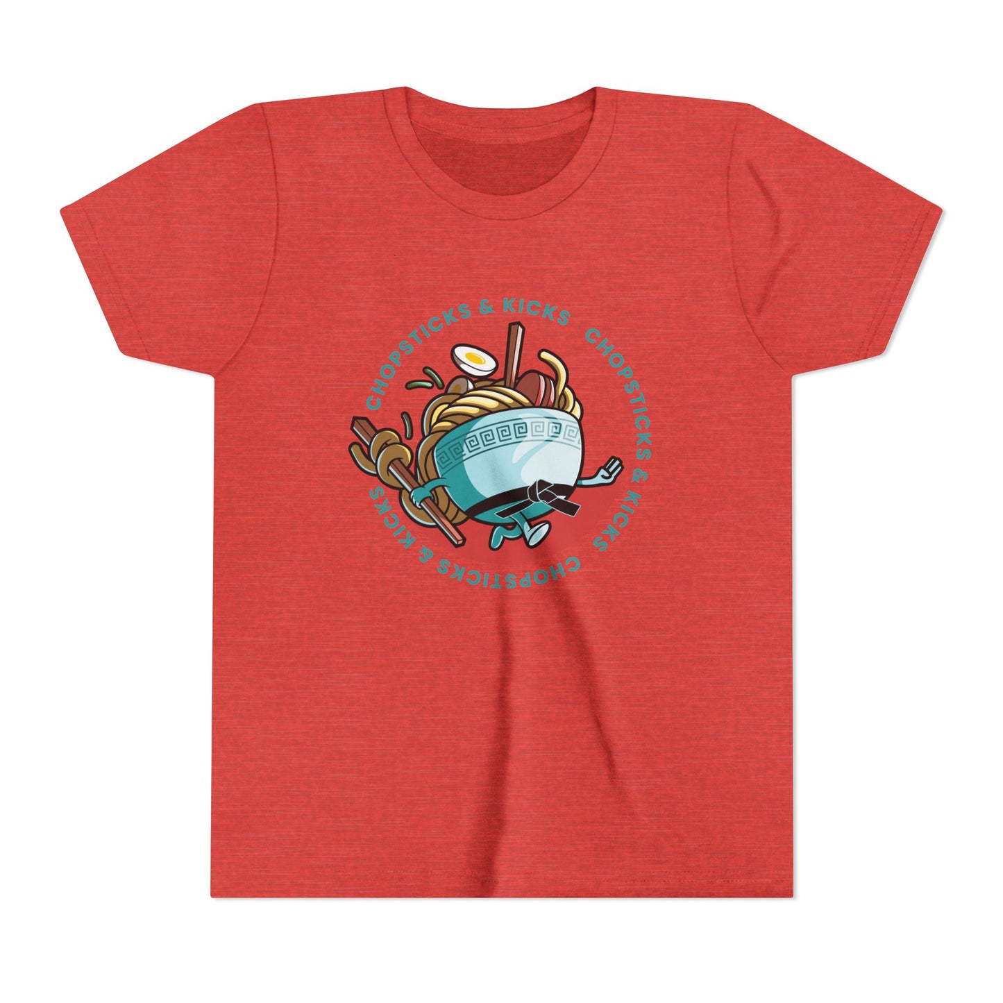 Chopsticks & Kicks Youth Tee for Martial Arts & Ramen Noodle Lovers