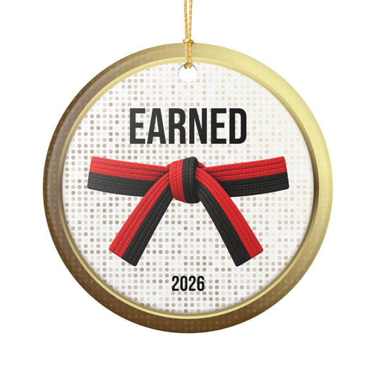 Pearl Personalized Rank Keepsake: Half Red Half Black Belt