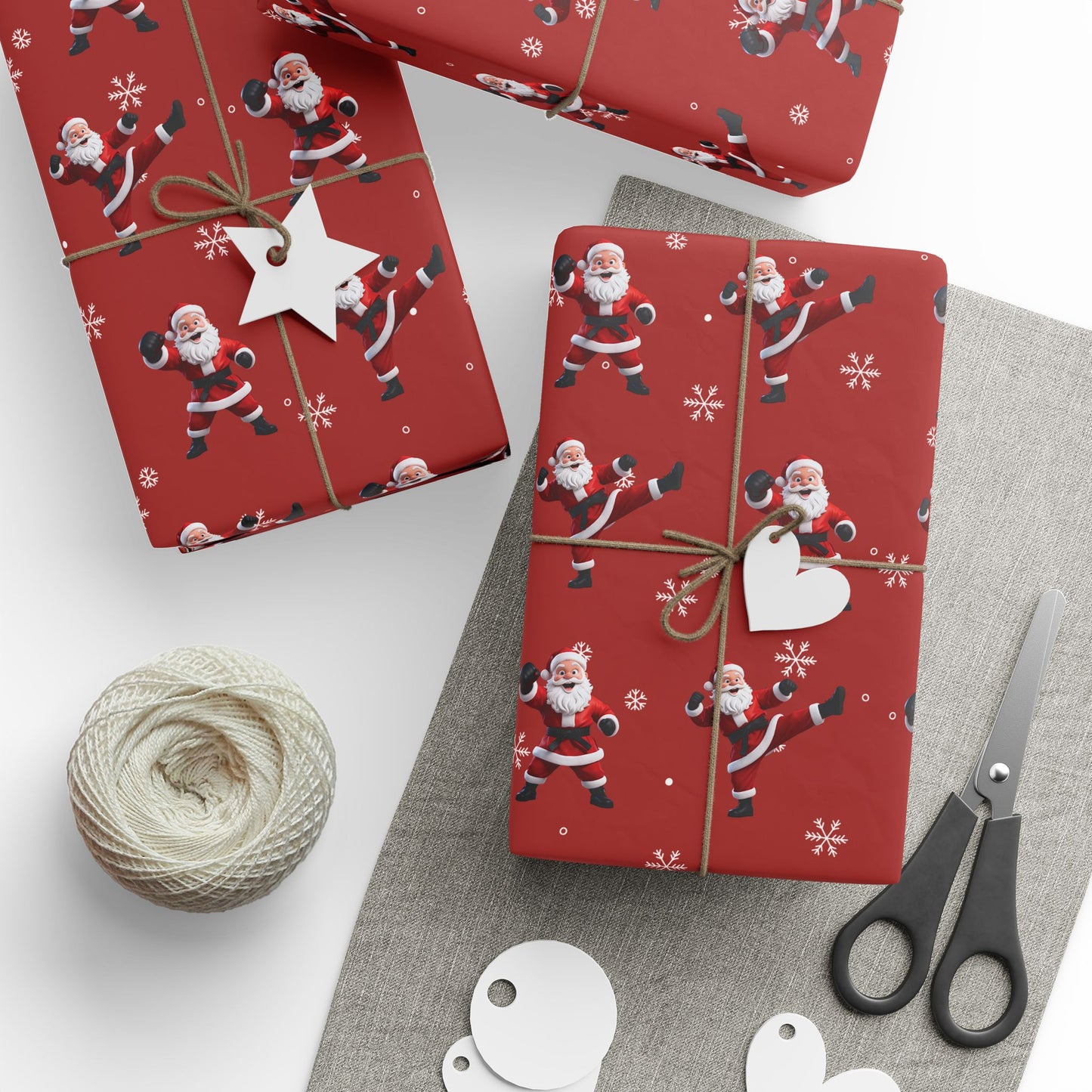Kickin' Santa Red Wrapping Paper