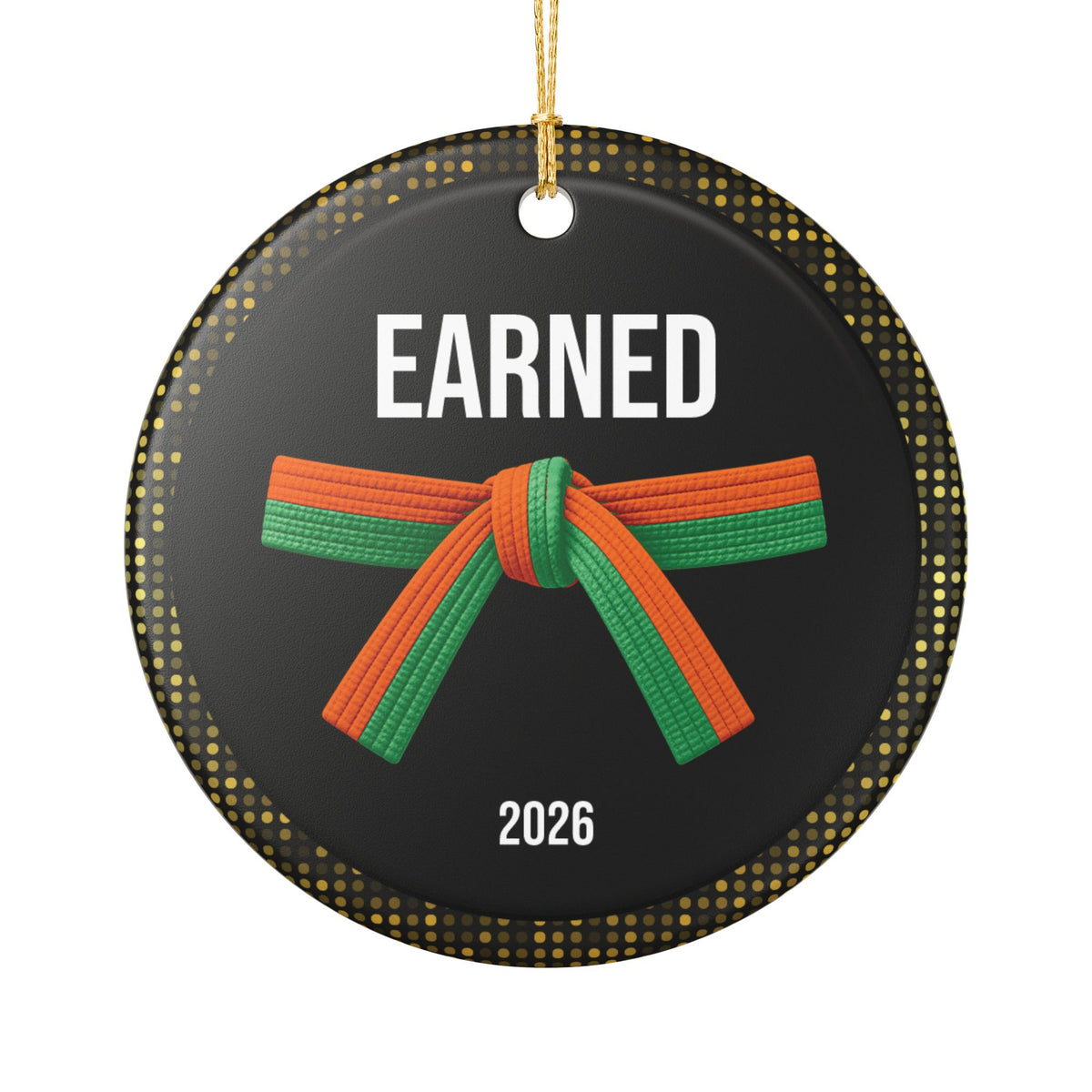 Onyx Personalized Rank Keepsake: Half Orange Half Green Belt