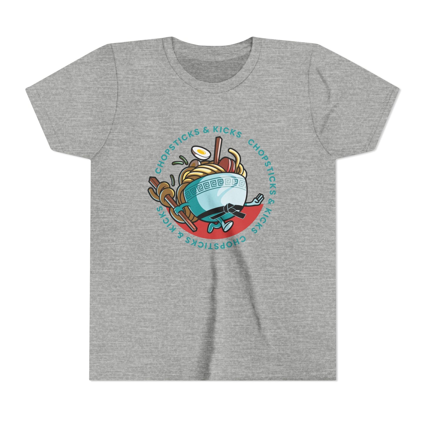 Chopsticks & Kicks Youth Tee for Martial Arts & Ramen Noodle Lovers