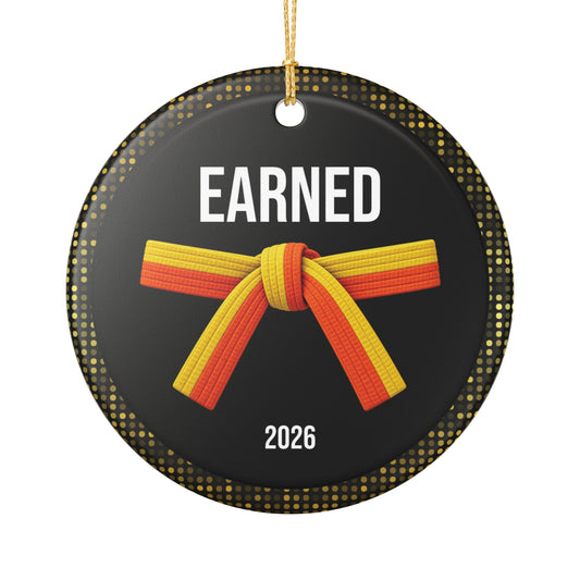 Onyx Personalized Rank Keepsake: Half Yellow Half Orange Belt