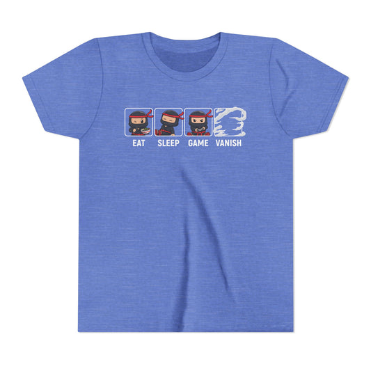 Gaming Youth Tee - Eat Sleep Game Vanish, Fun Kids Shirt, Perfect for Gamers, Birthday Gift, Casual Wear, Summer Top