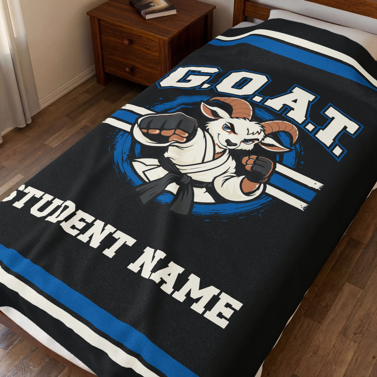 GOAT Blue Plush Blanket