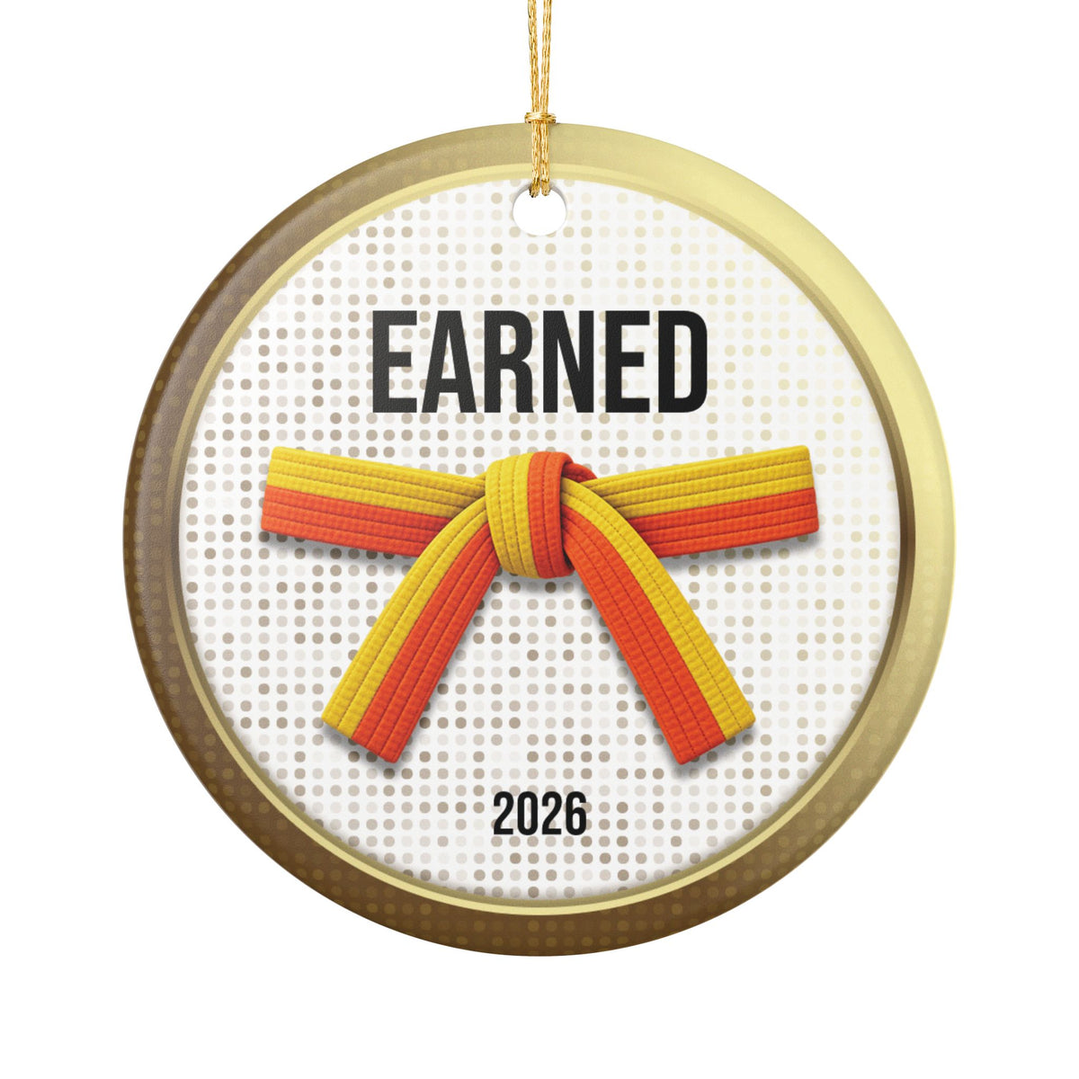 Pearl Personalized Rank Keepsake: Half Yellow Half Orange Belt