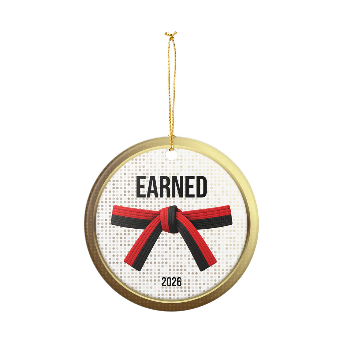Pearl Personalized Rank Keepsake: Half Red Half Black Belt