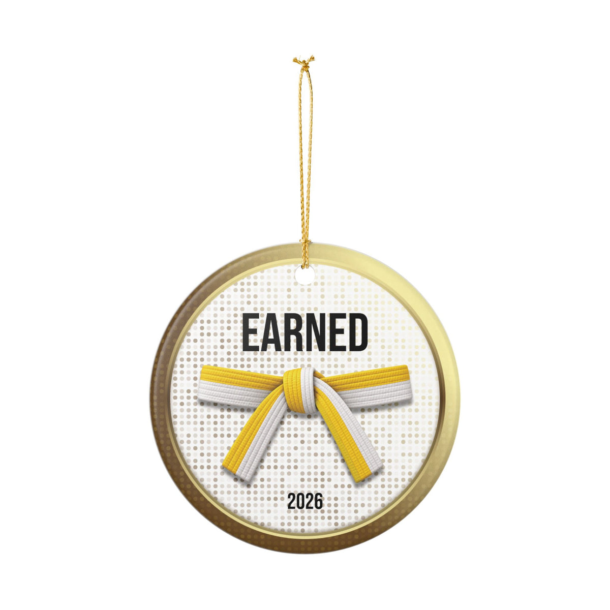 Pearl Personalized Rank Keepsake: Half White Half Yellow Belt