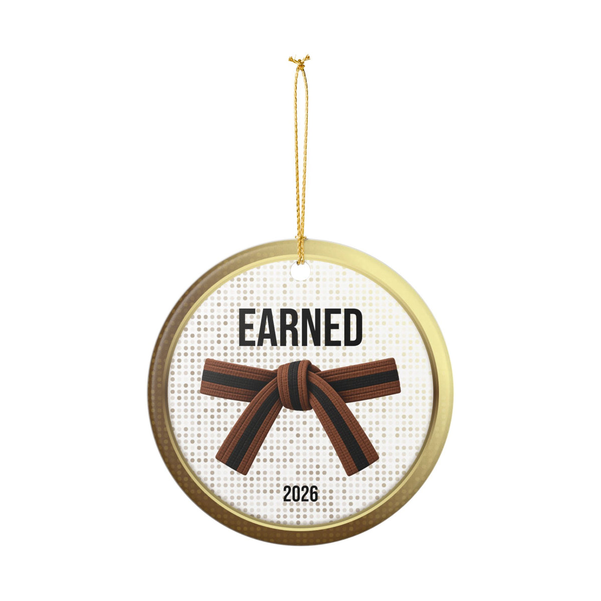Pearl Personalized Rank Keepsake: Brown with Black Stripe Belt