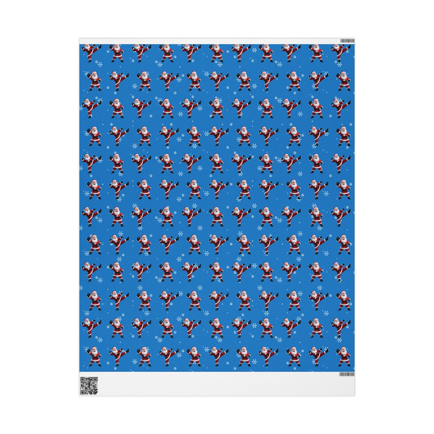 Kickin' Santa Light Blue Wrapping Paper