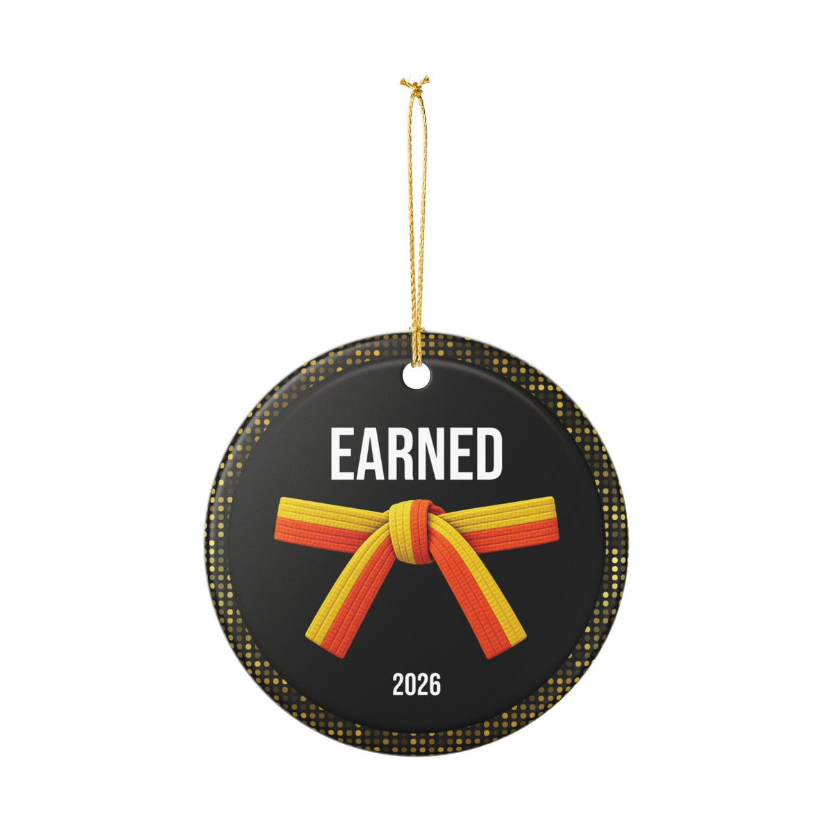 Onyx Personalized Rank Keepsake: Half Yellow Half Orange Belt