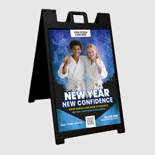 New Year, New Confidence Blue Martial Arts A-Frame Sign