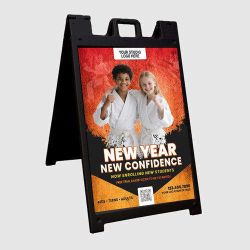New Year, New Confidence Red Martial Arts A-Frame Sign