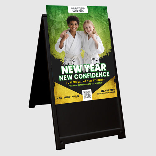 New Year, New Confidence Green Martial Arts A-Frame Sign