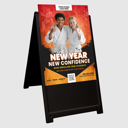 New Year, New Confidence Red Martial Arts A-Frame Sign