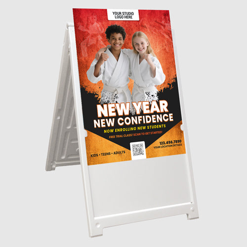 New Year, New Confidence Red Martial Arts A-Frame Sign