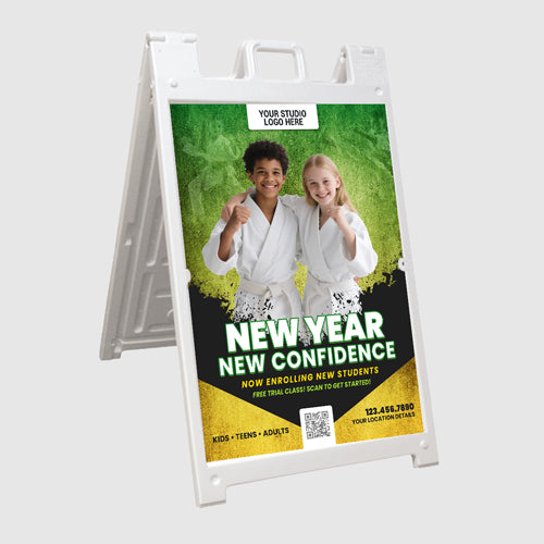 New Year, New Confidence Green Martial Arts A-Frame Sign