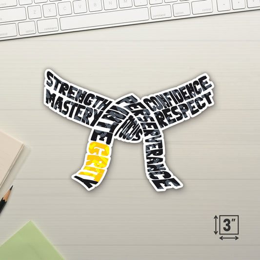 Black Belt Grit Yellow 3" Die-Cut Stickers