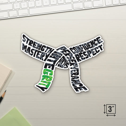 Black Belt Grit Green 3" Die-Cut Stickers