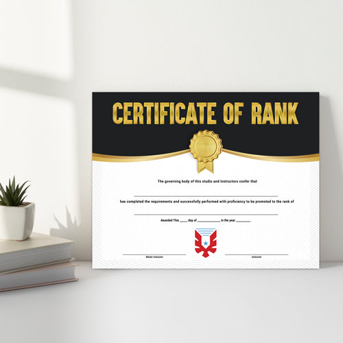 Hero Martial Arts Certificate of Rank Certificates