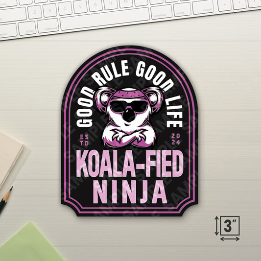 Koala-fied Ninja Pink 3" Die-Cut Stickers