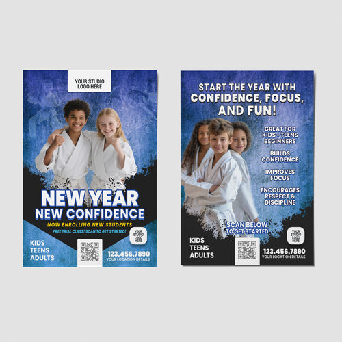 New Year, New Confidence Martial Arts Postcards Blue