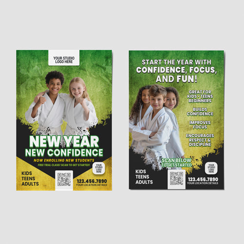 New Year, New Confidence Martial Arts Postcards Green